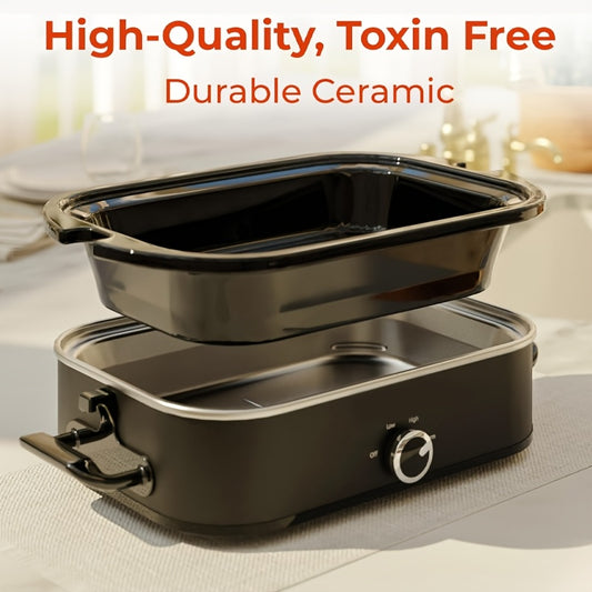 3.5Qt Digital Programmable XL Jumbo Slow Cooker | Adjustable Temp, Entrees, Sauces, Stews & Dips, Dishwasher Safe Glass Lid & Crock, Stainless Steel, 80.31gal Material