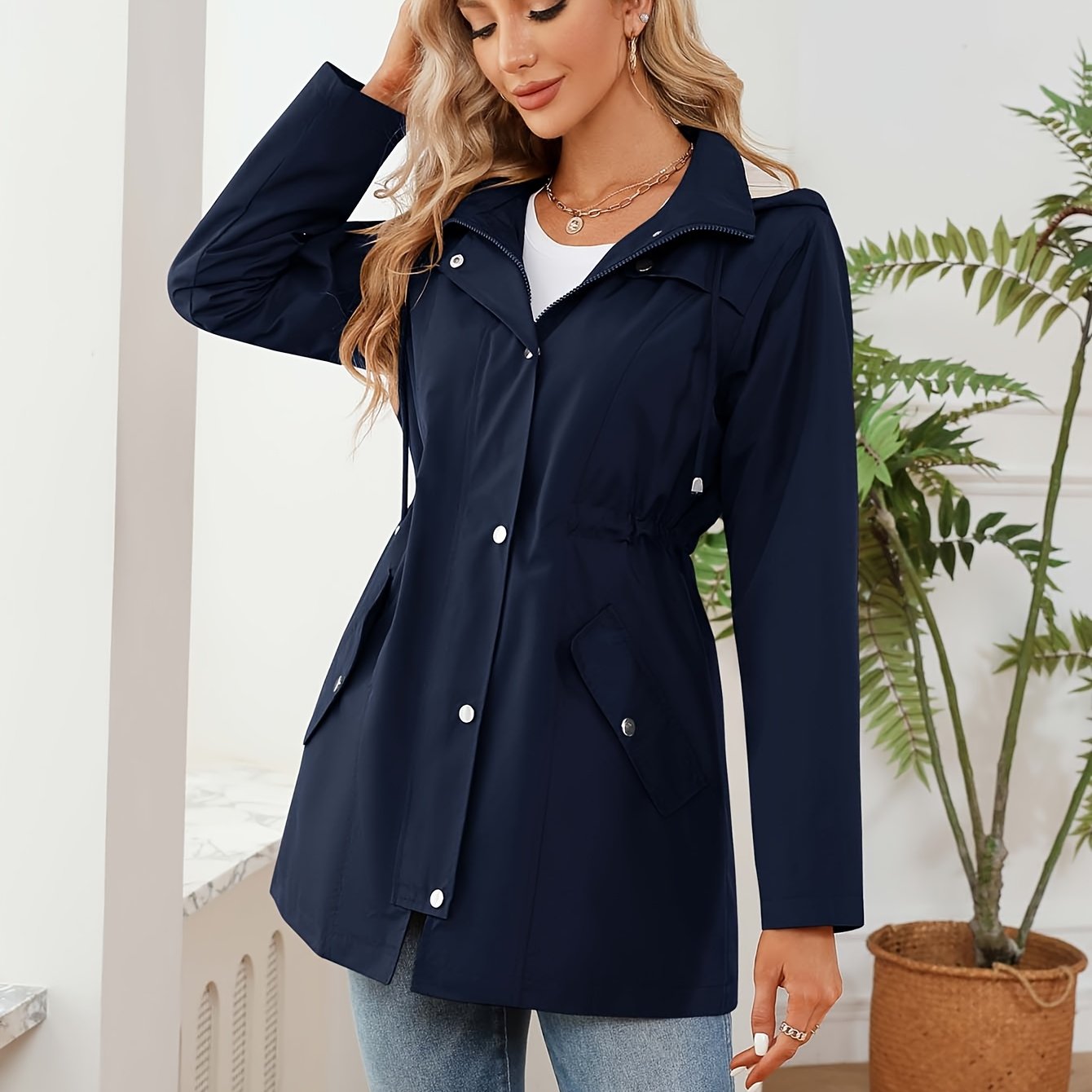 KTILG Women's Hooded Raincoat Lightweight Water Resistant
