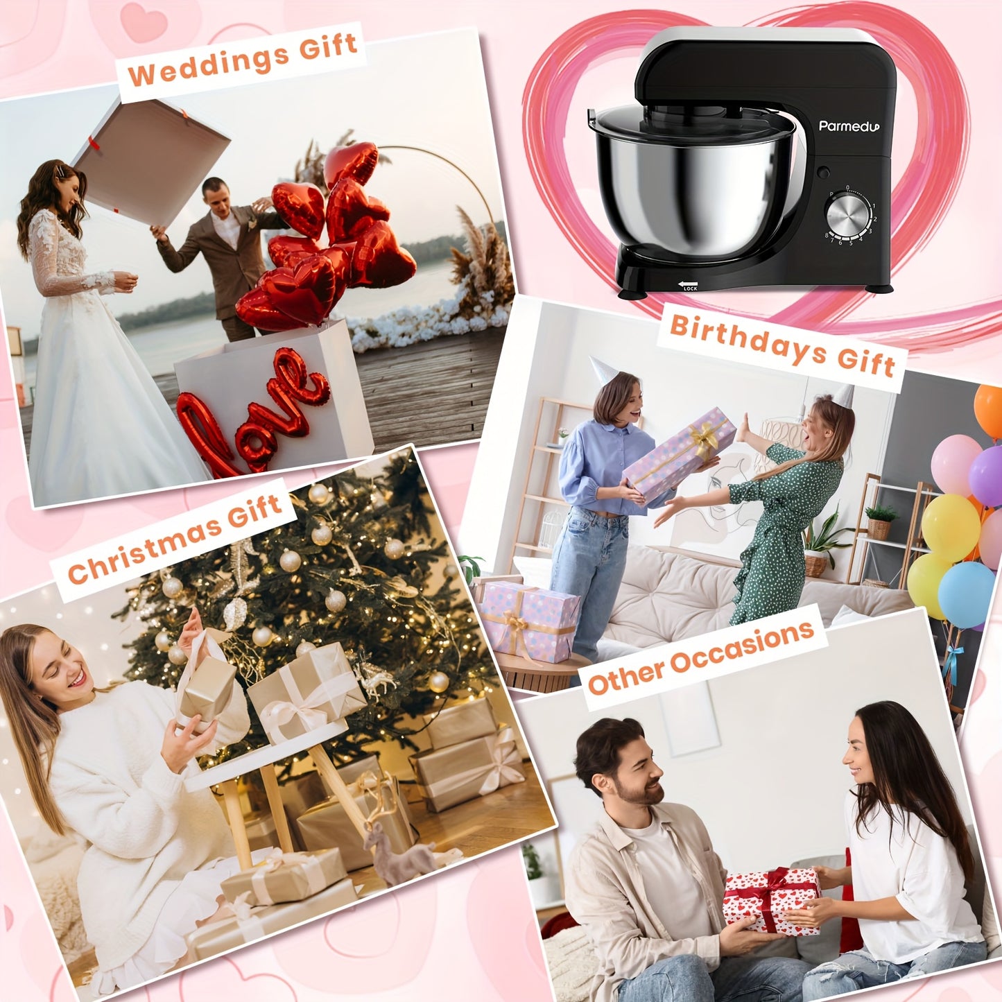 Compact Stand Mixer 11.8" D X 6.9" W X 10.4"H: 8-Speed 380 W Tilt-Head Household Food Mixer- 4.76 Qt 304 Stainless Steel Bowl with Cover& Egg Whisk& Dough Hook& Flat Beater- Electric Kitchen Stand Mixer for Baking, Pizza, Smo