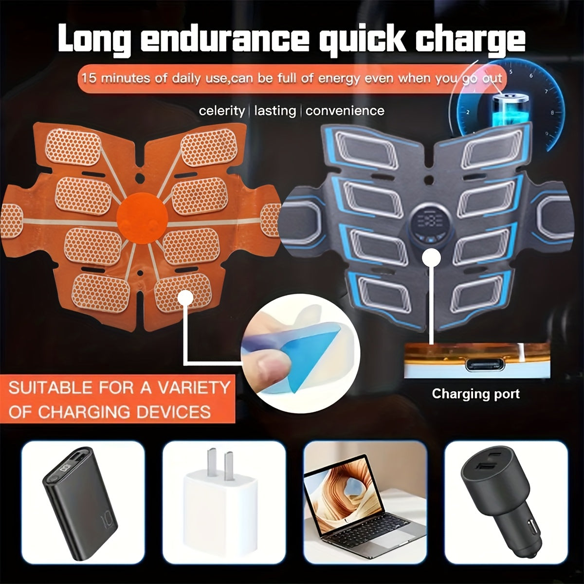 EMS Fitness Massage Belt with Muscle Stimulator - Rechargeable EMS Physiotherapy Device, 6 Modes & 18 Intensity Levels, Full-Body Workout Suitable for Gym, &, EMS Training Gift for Men &
