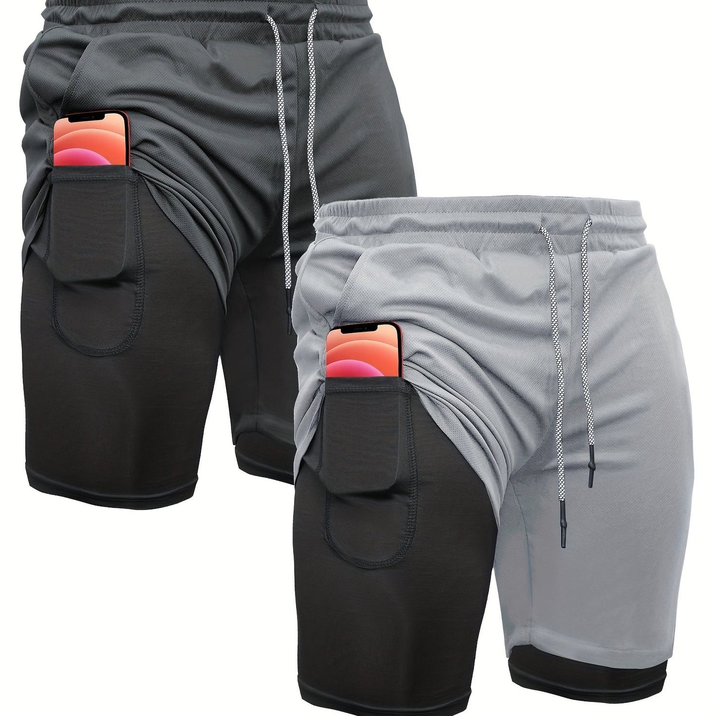 OEBLD Men's 2-in-1 Running Shorts Lightweight Polyester