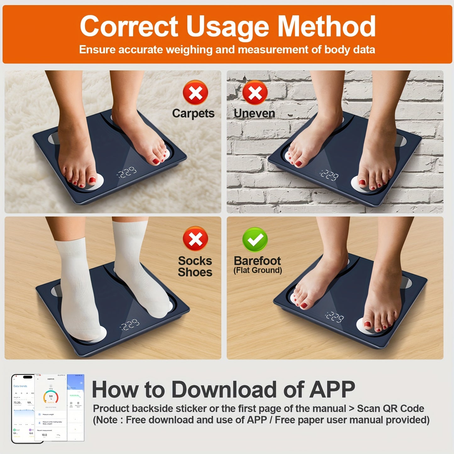 Digital Body Fat Scale With Smart App Connectivity Home Use