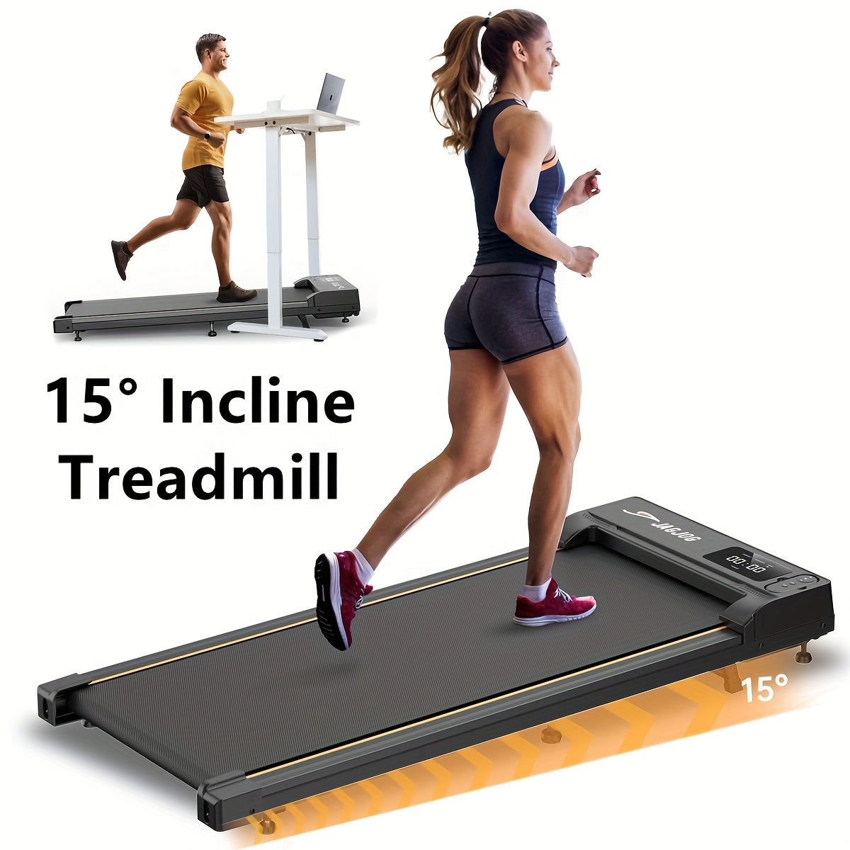 HOMSHADE 2-in-1 Walking Pad Treadmill Under Desk Portable