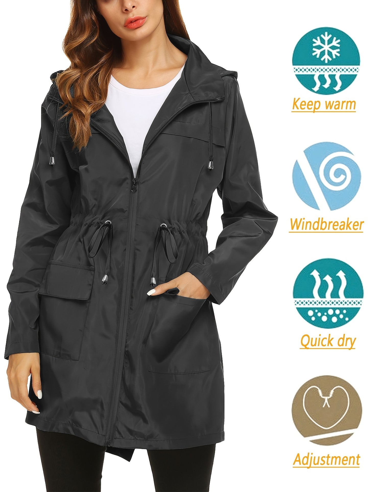 KTILG Raincoat Waterproof Lightweight Hooded Outerwear