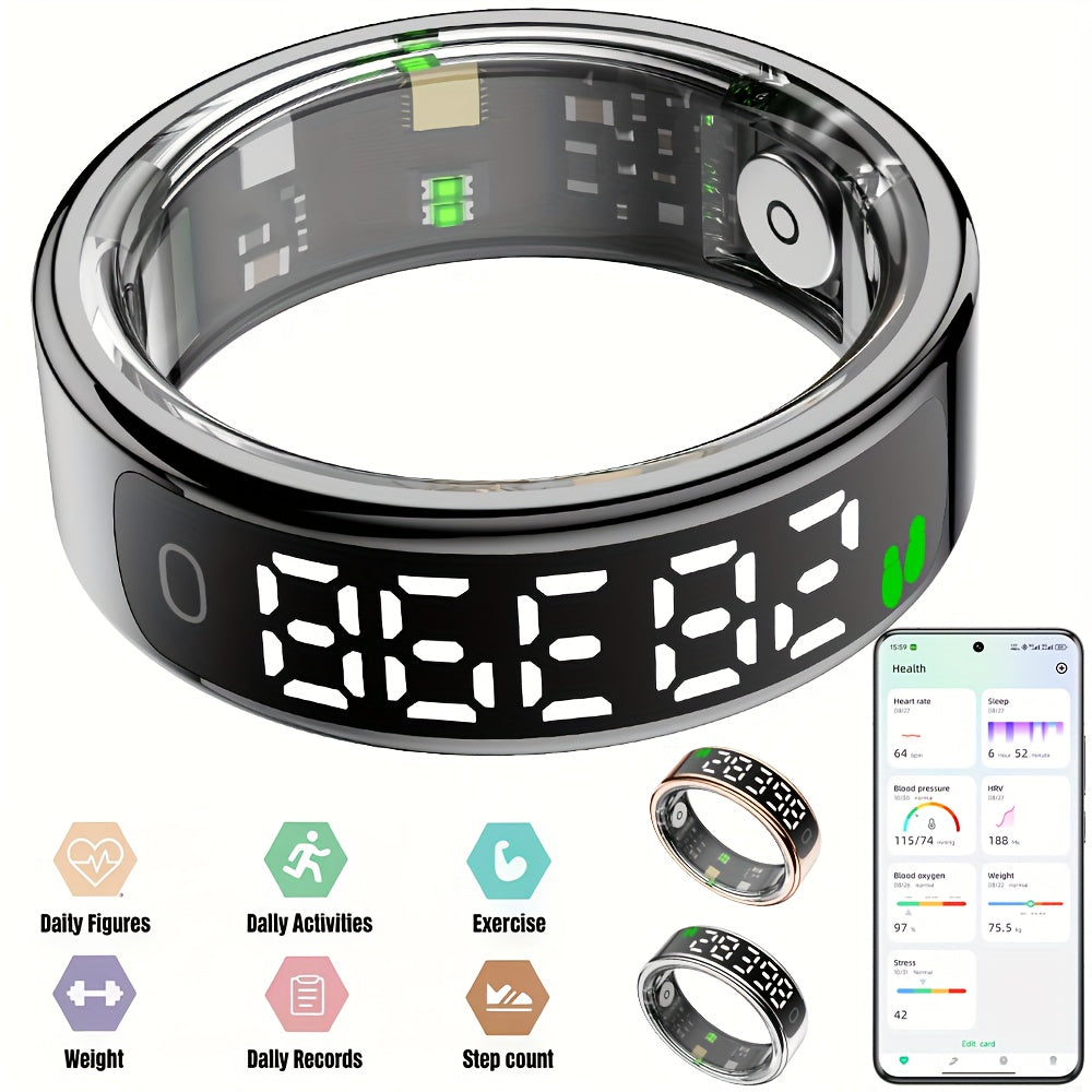 FERTO Smart Ring With Display And Touch Screen Fitness Tracker