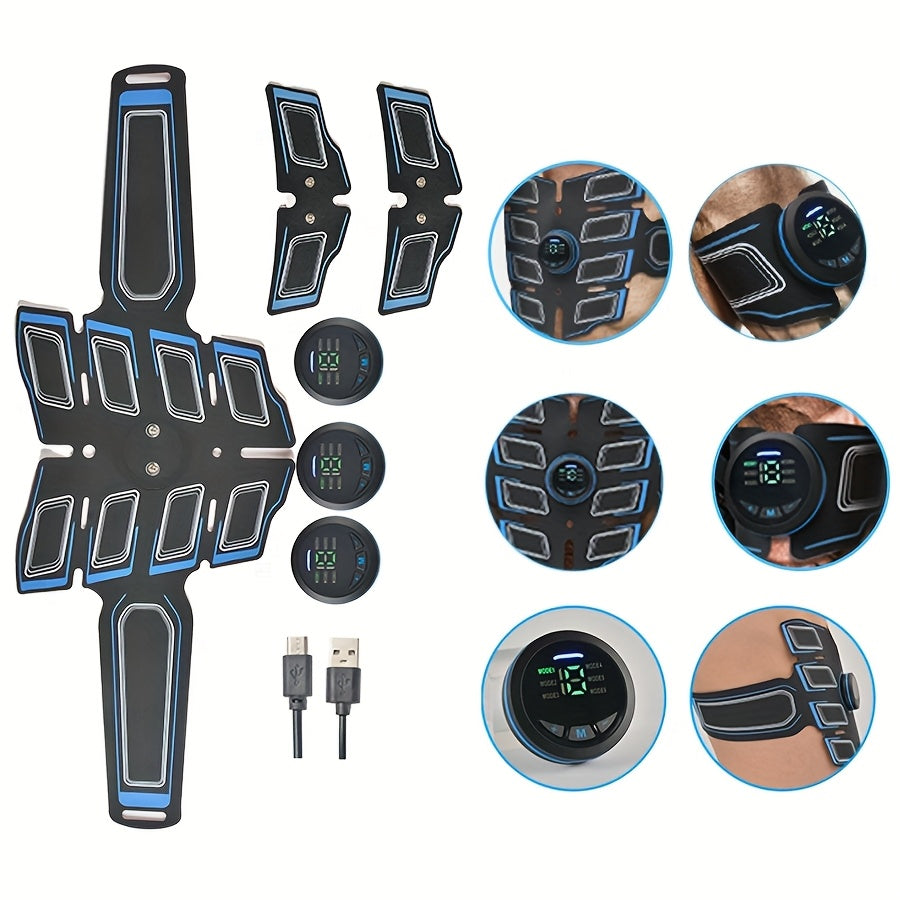 EMS Fitness Massage Belt with Muscle Stimulator - Rechargeable EMS Physiotherapy Device, 6 Modes & 18 Intensity Levels, Full-Body Workout Suitable for Gym, &, EMS Training Gift for Men &