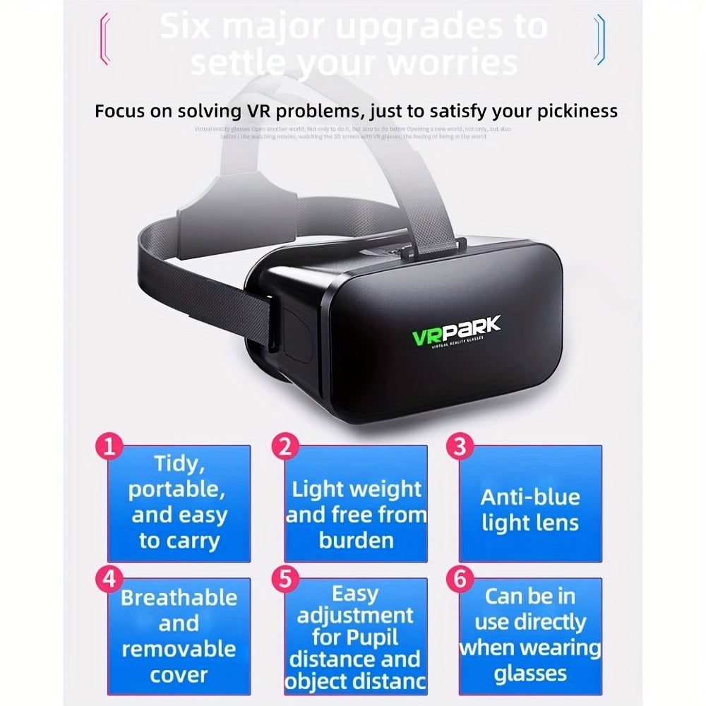 VR Headset All-In-One 3D Immersive Gaming, Lightweight ABS