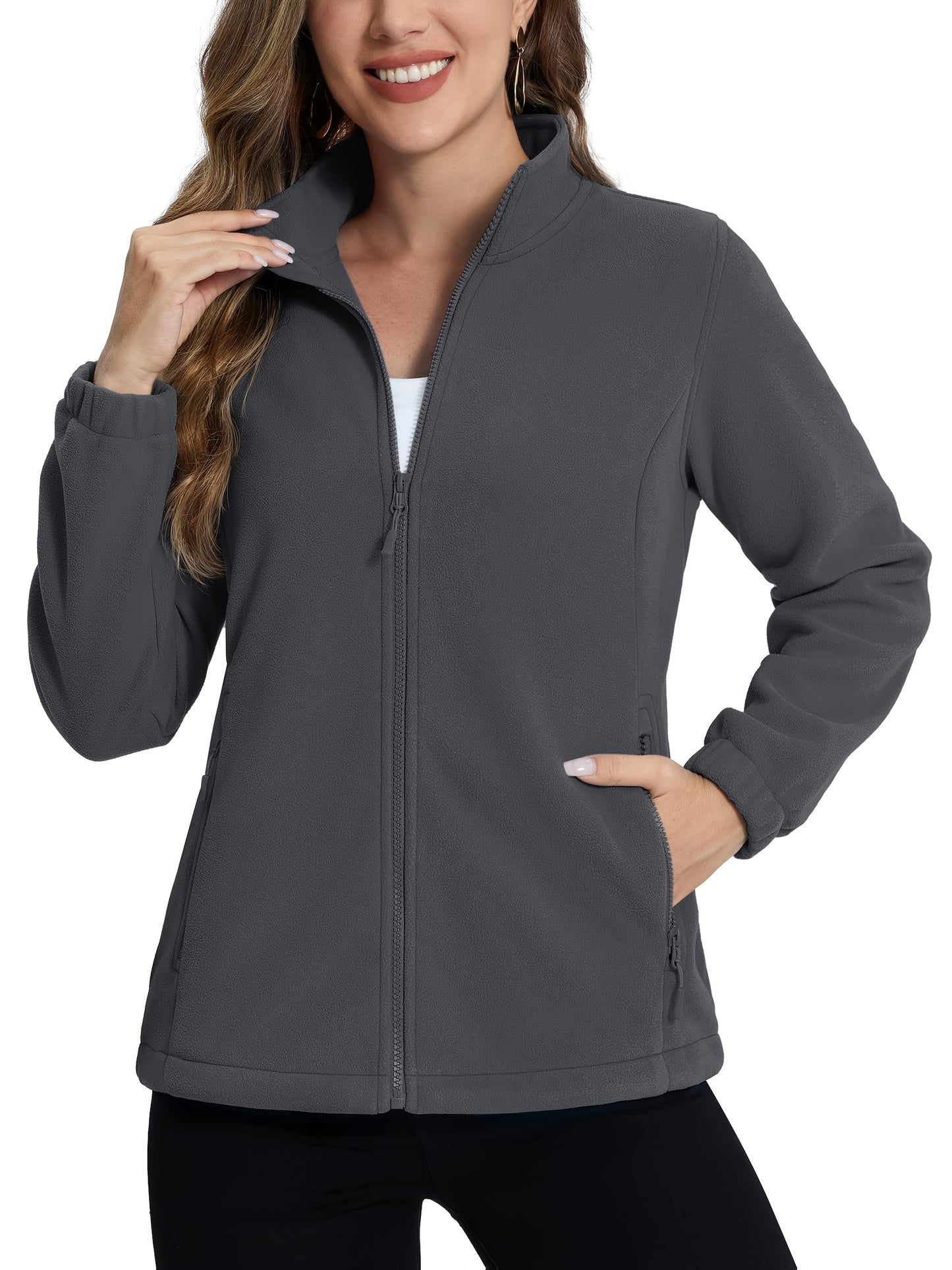 MAGNIVIT Women's Full-Zip Jacket, Stand-Collar Lightweight Polyester