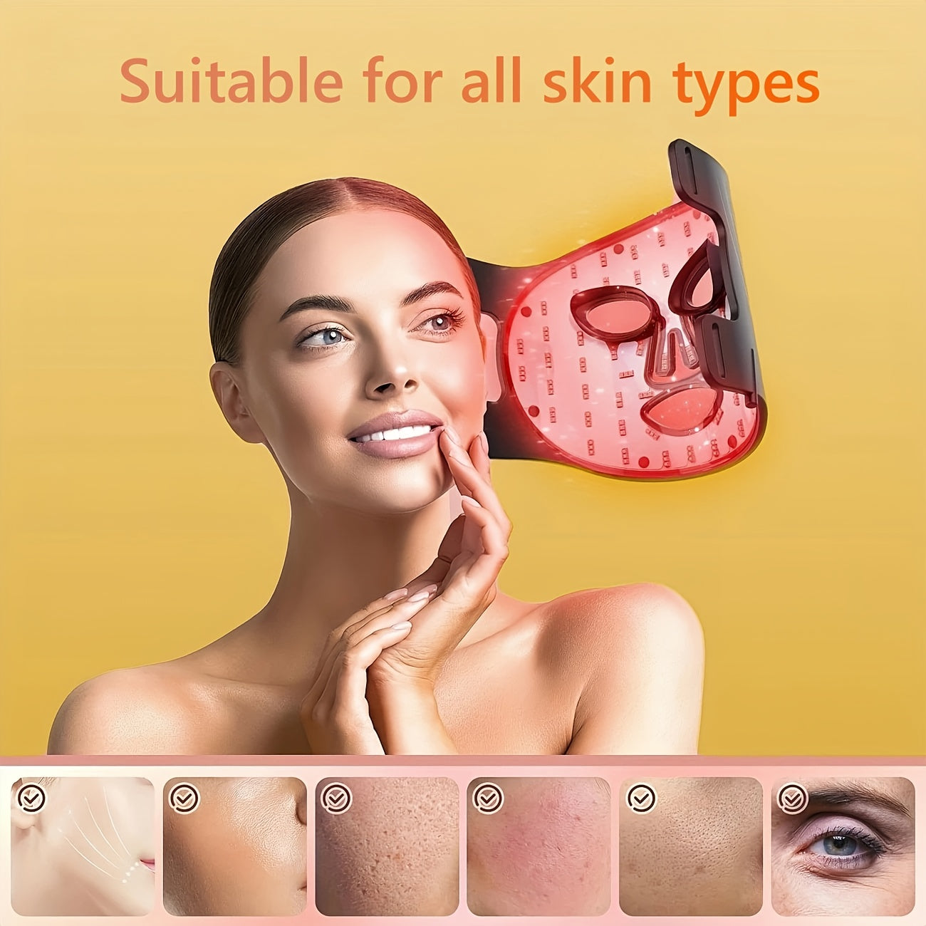 Four-mode LED Massage Mask, Rechargeable USB Powered Skin Care Beauty Mask, Equipped with 2000mAh Lithium Battery, No Fragrance, Suitable for Home Spa Relaxation