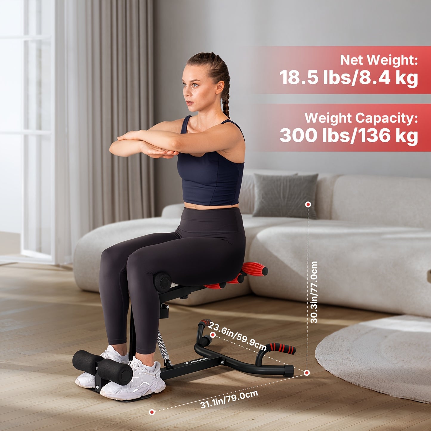 MERACH Deep Squat Machine for Women, Adjustable Glutes Trainer Machine, Core & Leg Exercise, Push Up Workout Equipment At Home Gym