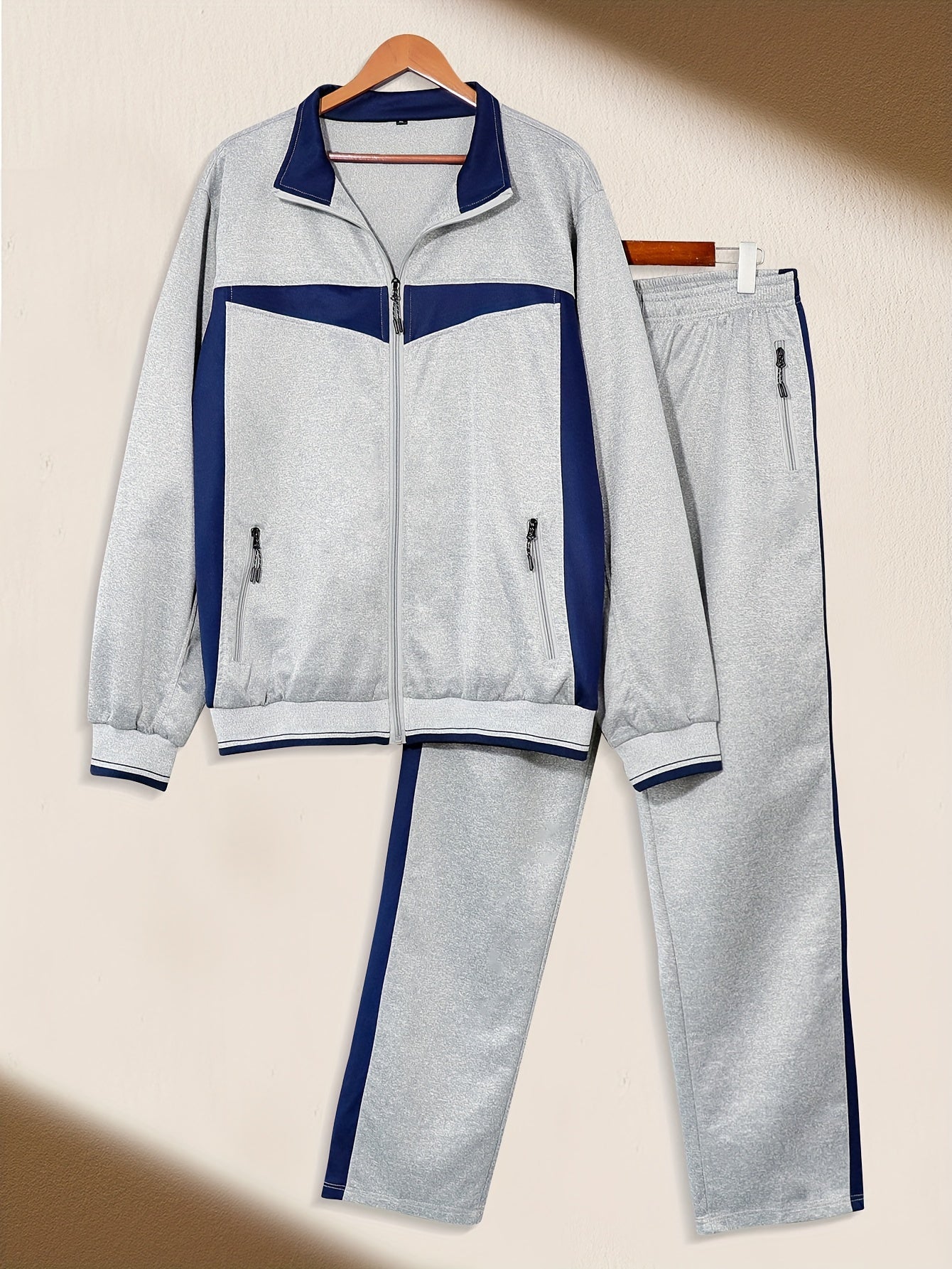 6pcs Men'S Tracksuit Set (Jacket & Pants), Fashionable Street-Style Design With No City Prints, Suitable For Autumn & Winter Outdoor Workouts, Jogging And Casual Wear. This Is A Soft, Warm And Comfortable Men'S Tracksuit Set.