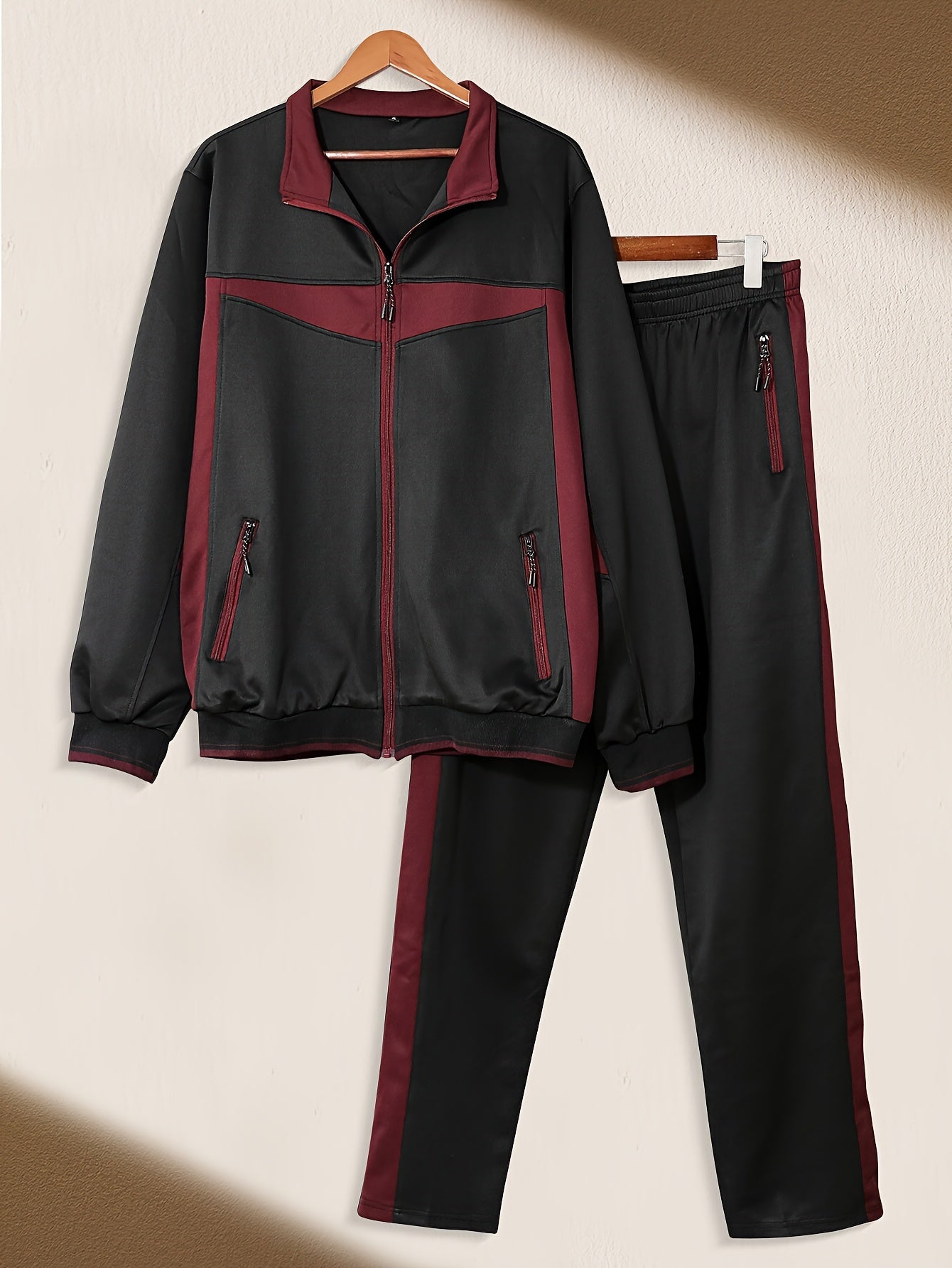 6pcs Men'S Tracksuit Set (Jacket & Pants), Fashionable Street-Style Design With No City Prints, Suitable For Autumn & Winter Outdoor Workouts, Jogging And Casual Wear. This Is A Soft, Warm And Comfortable Men'S Tracksuit Set.