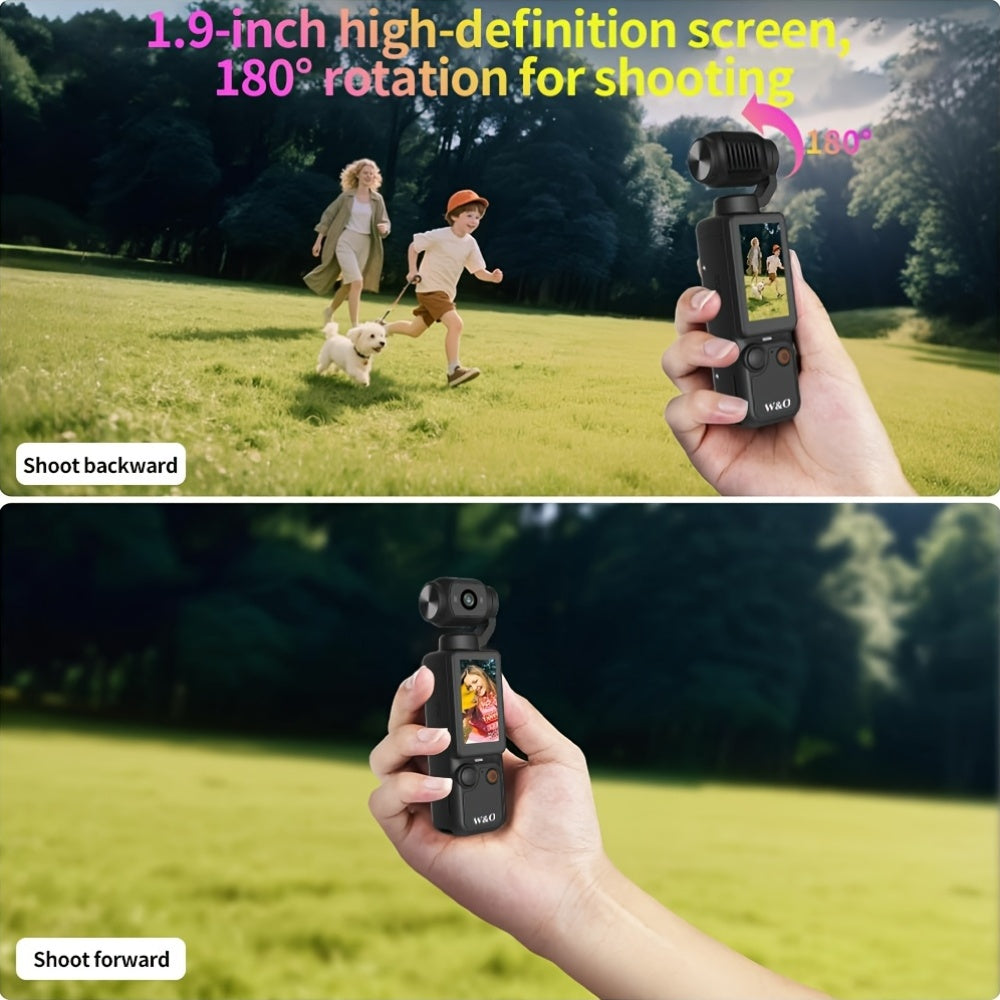 W&O Pocket Camera 4K Video Recording with Rotating Screen