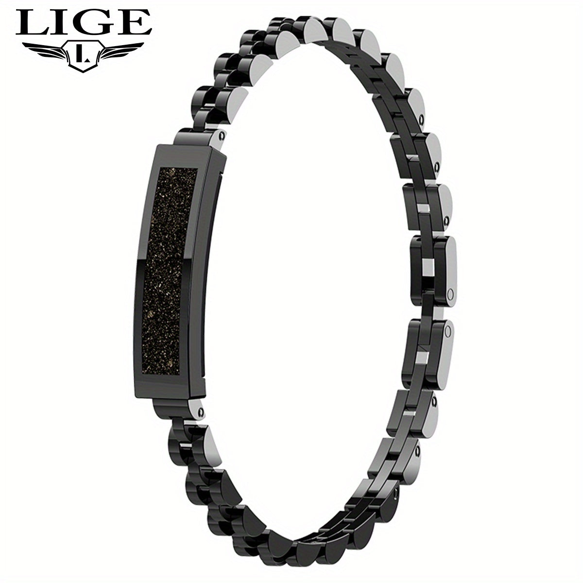 LIGE Smart Bracelet Square Face Metal Chain Link Fitness Tracker