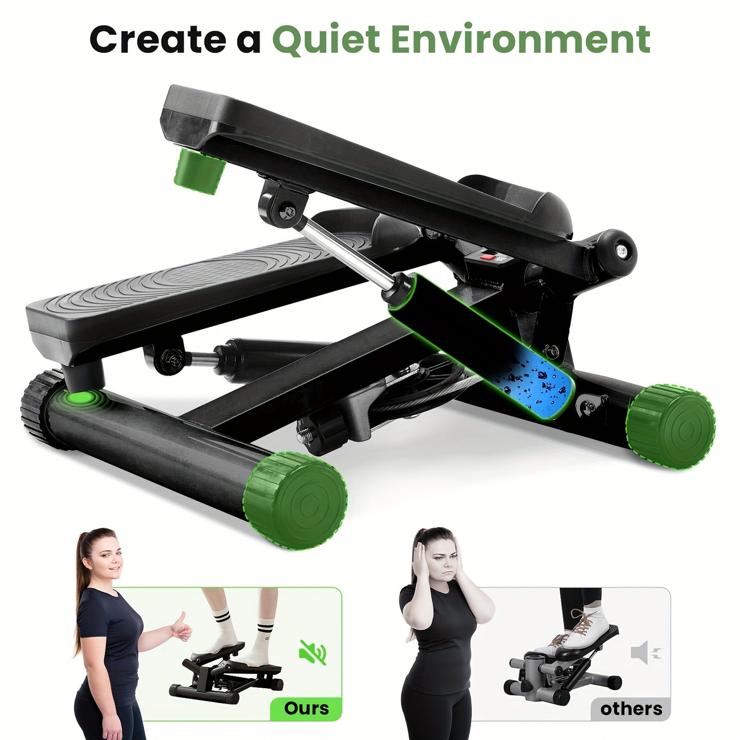Mini Exercise Stepper with Resistance Bands - Compact Stair Stepper Machine for Home Use, Twist Motion Full Body Workout, 300LBS Capacity Portable Fitness Equipment