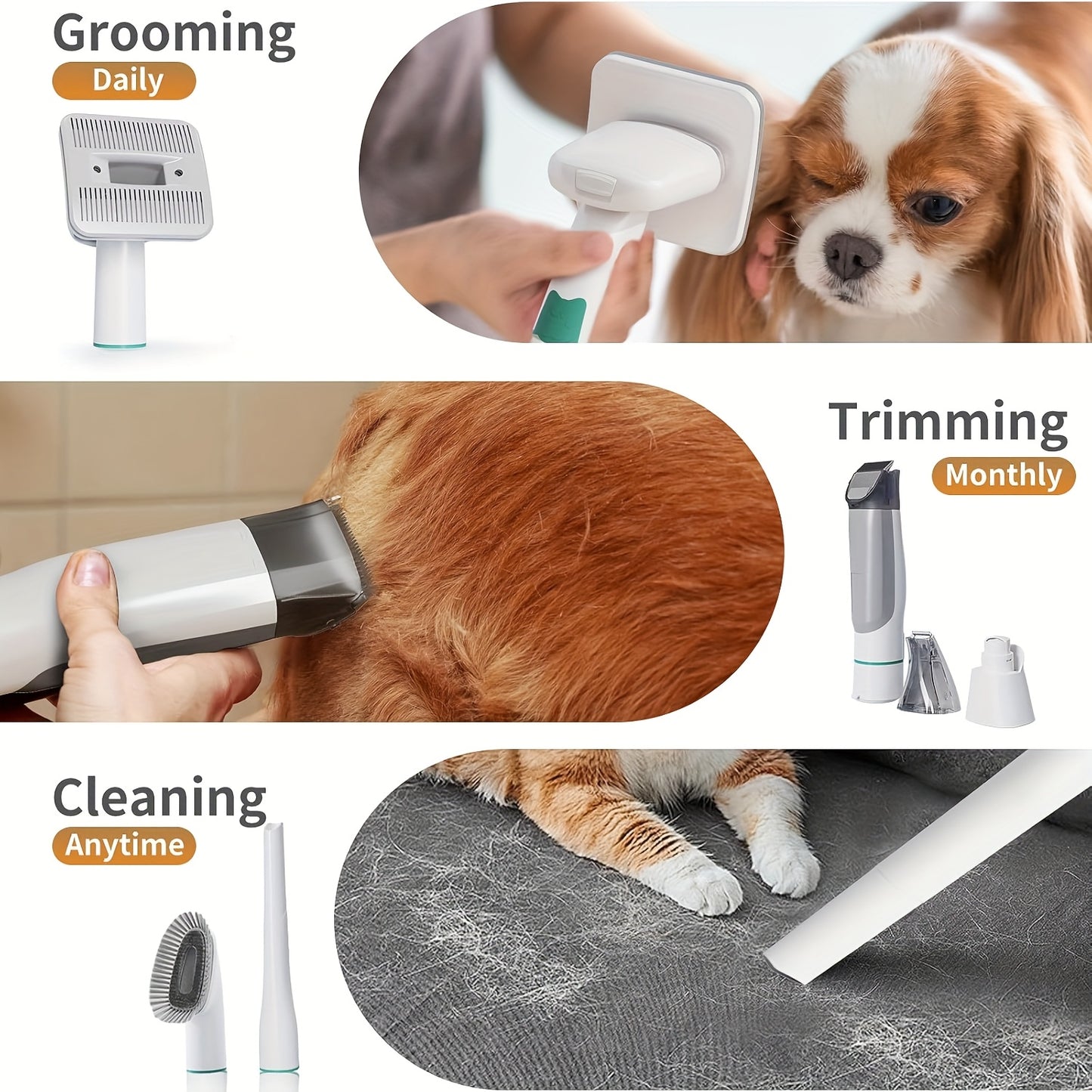 BCHARYA Dog Grooming Kit With Vacuum Clipper Nail Grinder
