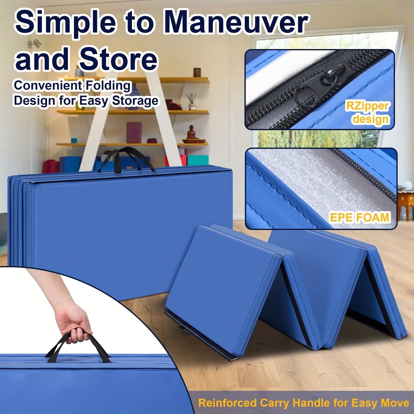 NETAJE Folding Gymnastics Exercise Mat EPE Foam Core