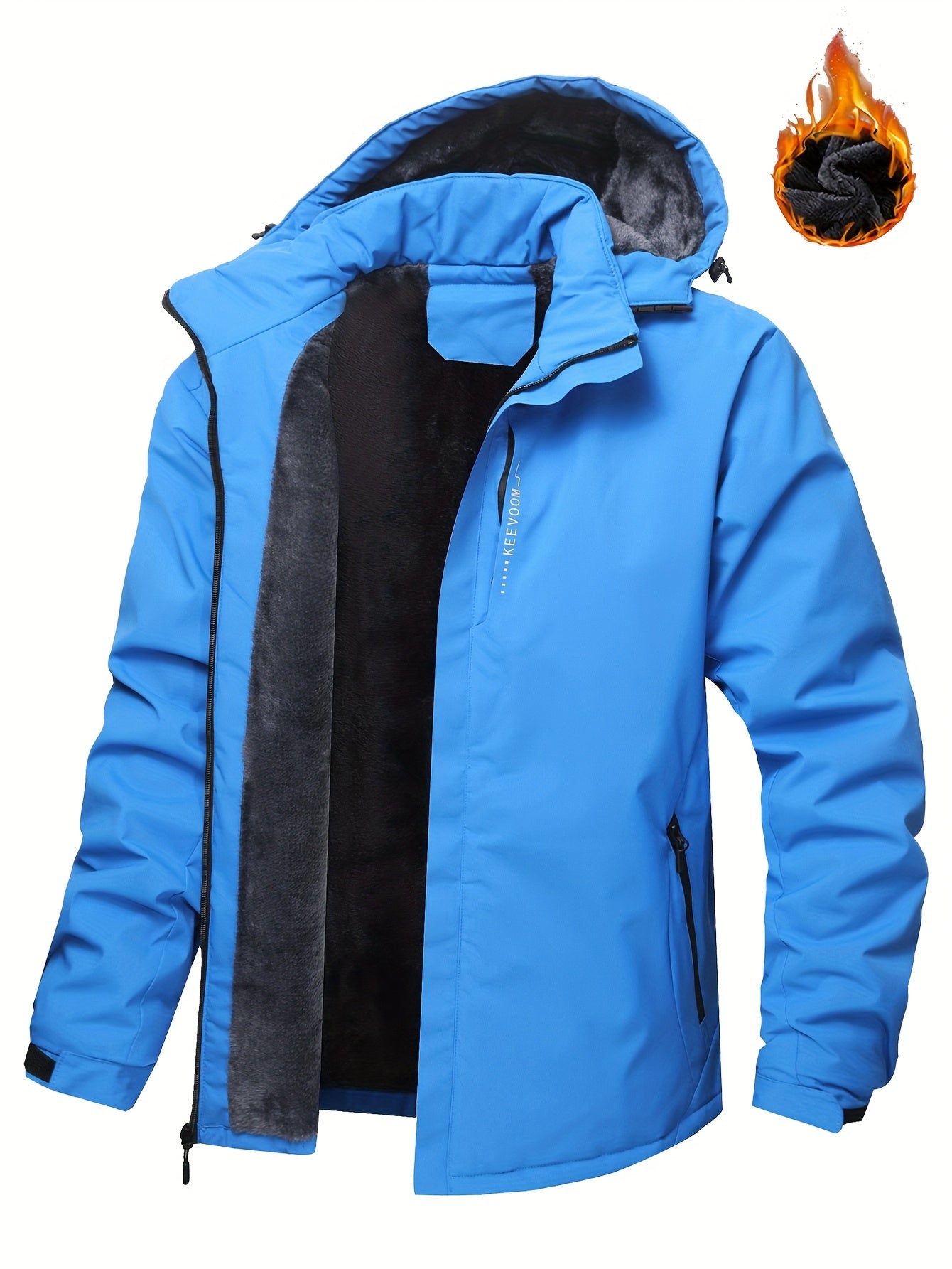 Keevoom Coat Hooded Fleece-Lined Winter Water-Resistant