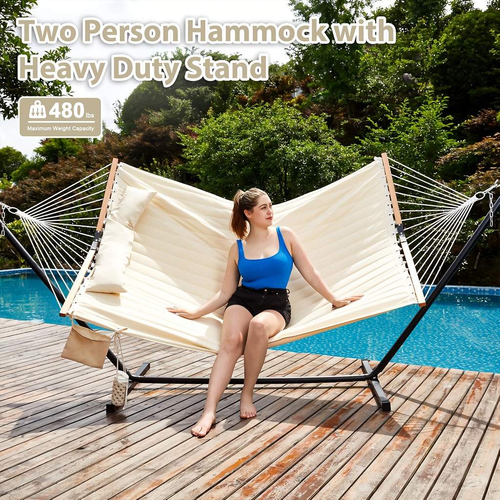 PIONEERWORKS Heavy-Duty Two-Person Hammock With Steel Stand