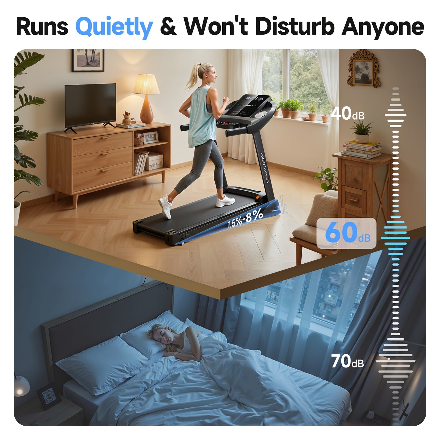 YPOO Walking Pad Treadmill Auto Foldable For Home Use