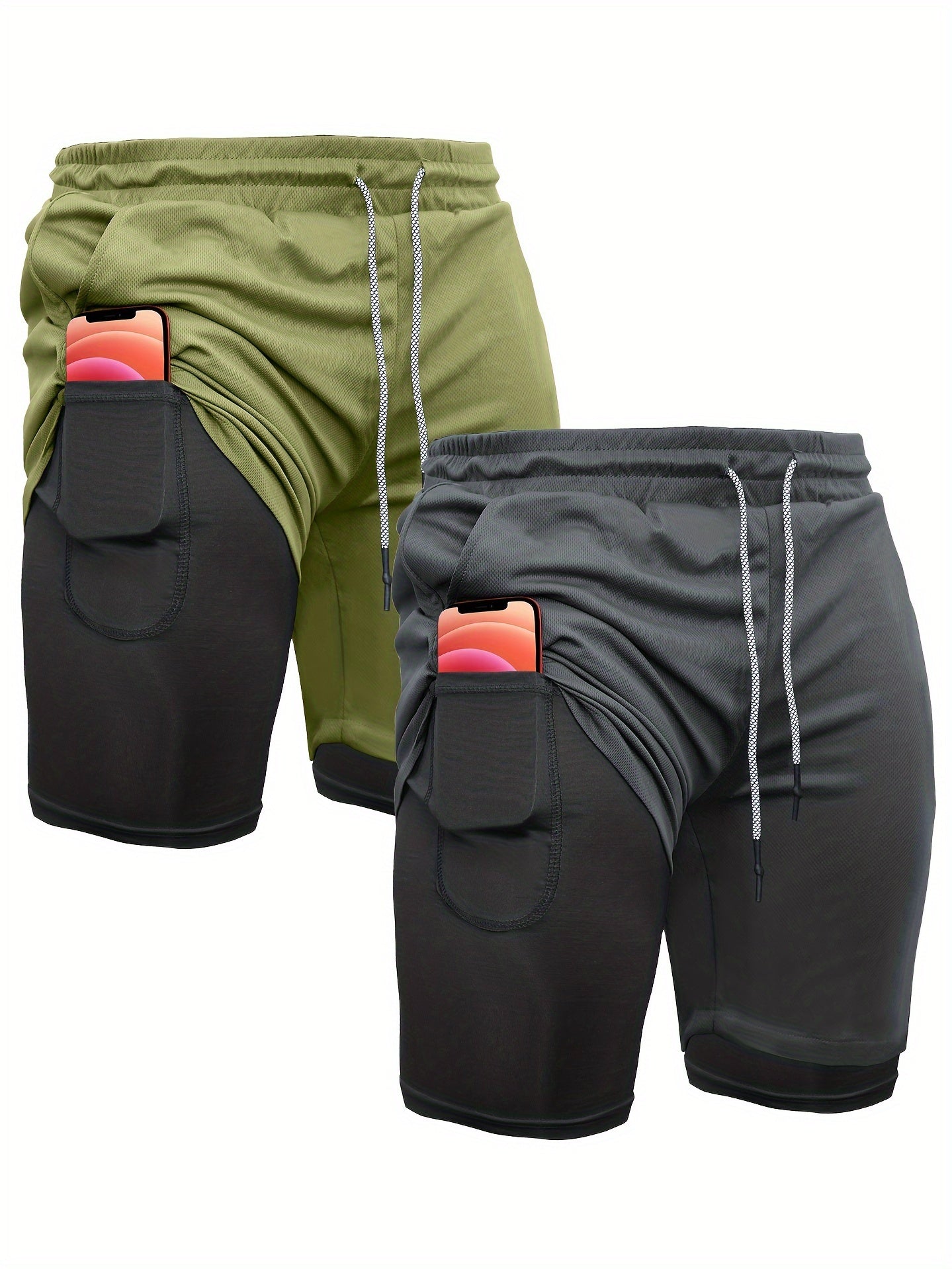 OEBLD Men's 2-in-1 Running Shorts Lightweight Polyester