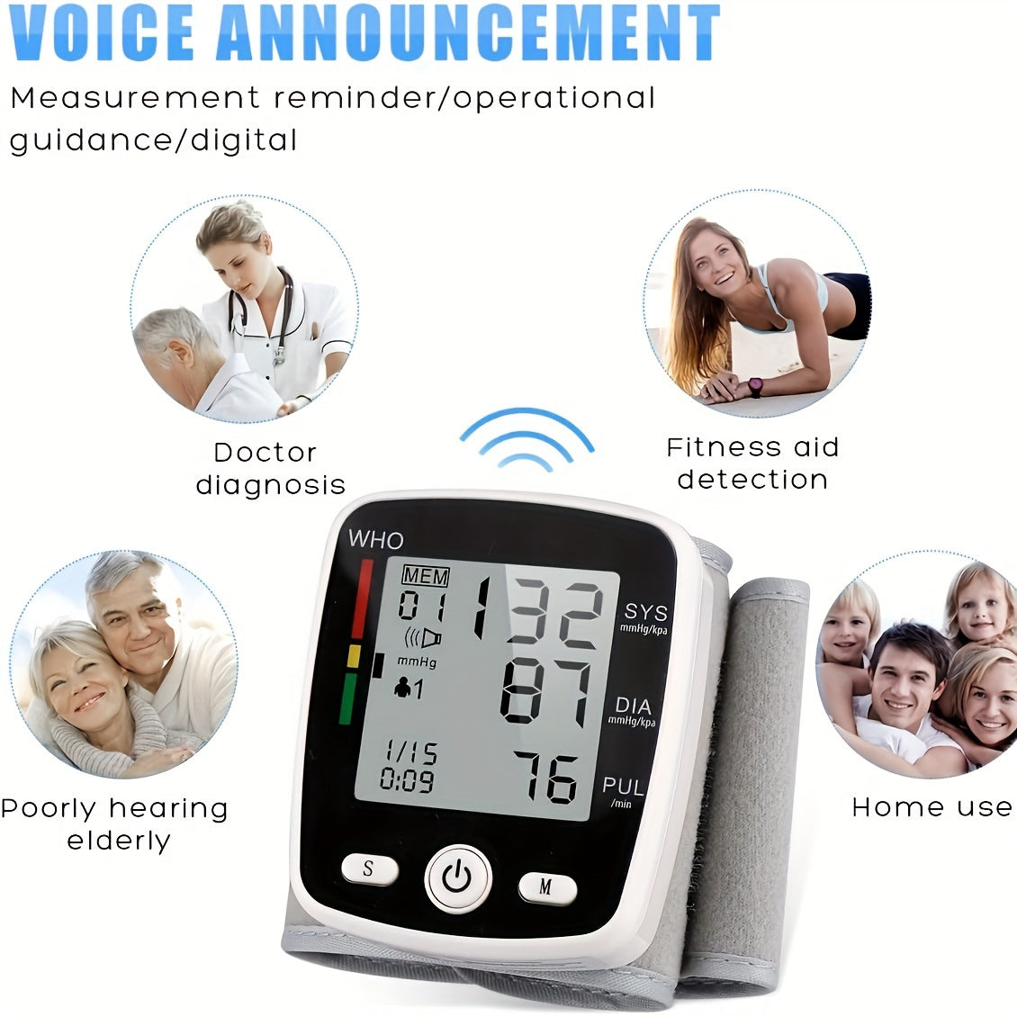CHANG KUN Wrist Blood Pressure Monitor Digital BP Monitor Rechargeable BP Machine with Portable Storage Box, with 2x99 Readings Memory, Adjustable 5.4"-7.7" Cuff, Large LCD Display Voice Broadcast Portable Carrying