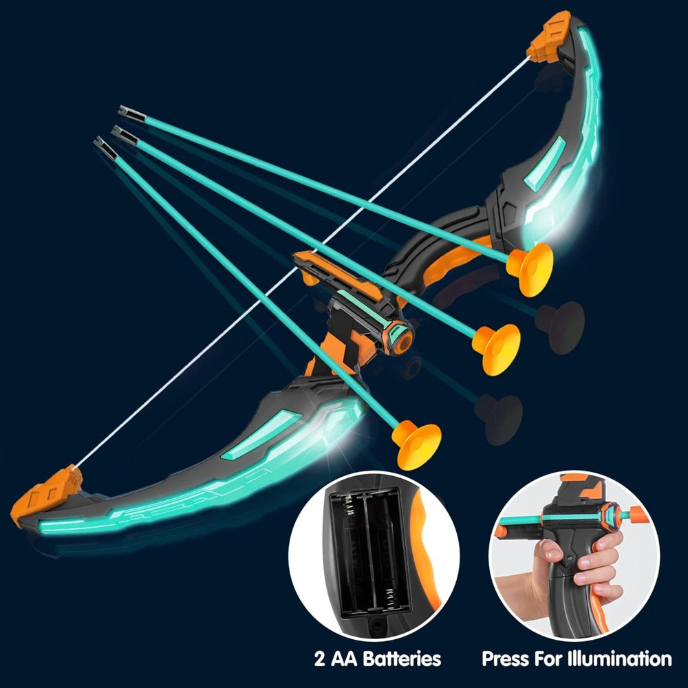 Kids LED Light Up Bow and Arrow Toy with 9 Suction Cup Arrows, Target & Case - ASTM- Archery Set Suitable for Boys & Girls, Indoor/Outdoor Archery Gift for Birthday/Christmas, - with Flashing Modes (Bow)