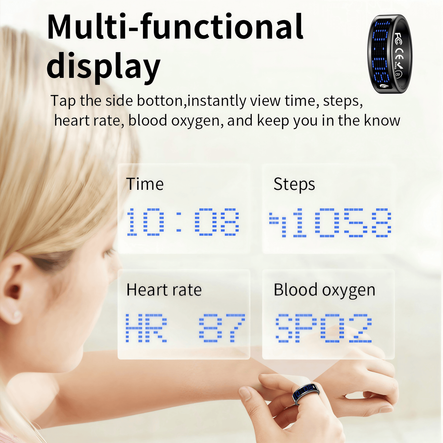 Smart Rings for Men And Women - Digital Display And Charging Dock, Pedometer, Sports Health And Sleep Tracker, Call Display Supported, Compatible with iPhone And Android, IP68 Waterproof Smart Ring, Valentine's Day/Mother's D