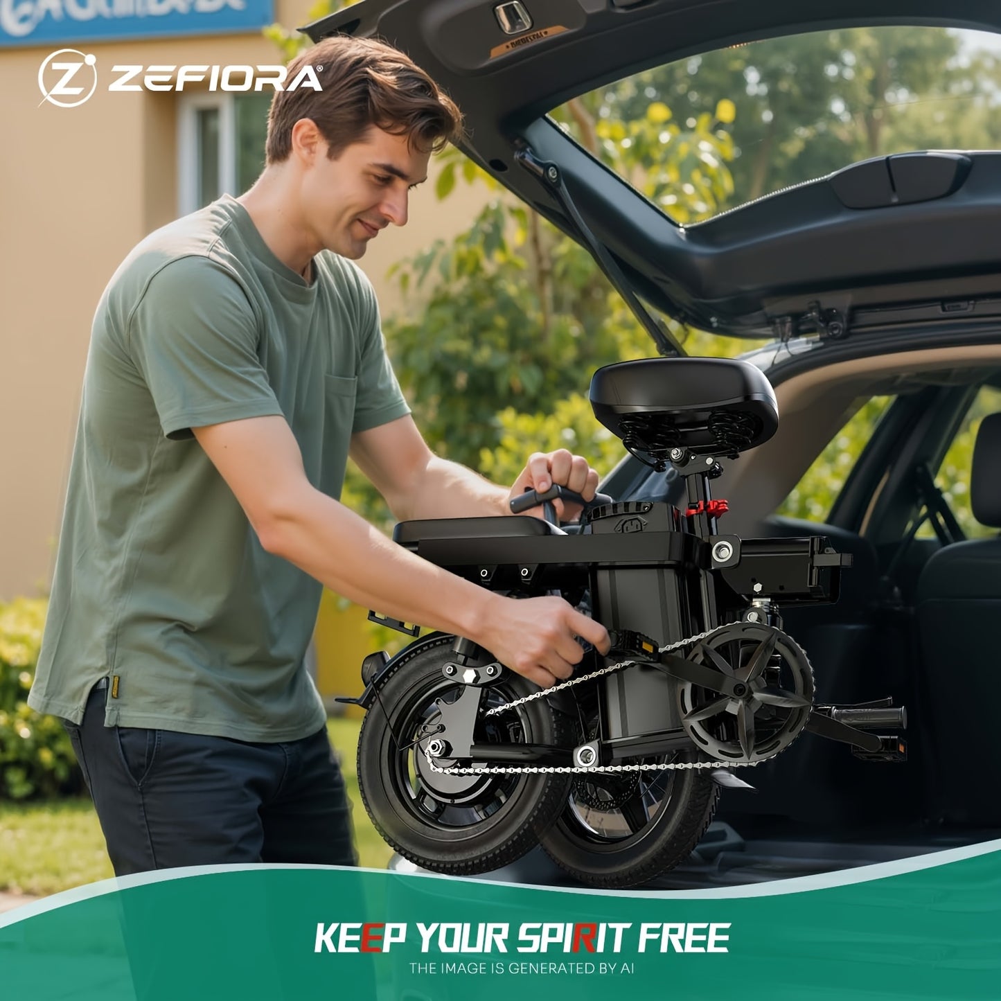 Adult Electric Bicycle, Compact Ebike Featuring a 740W Peak Motor, 48V Detachable Battery, Speeds Up to 25MPH & Ranges Between 10-45 Miles (Pedal Assist Level 1), Front Suspension, Flat-Resistant Tires, Ideal for Both Off-Roa