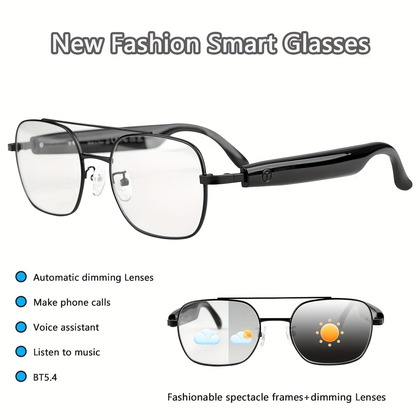 HVESBSFSY Smart Glasses AutoDimming AI Voice Assistant