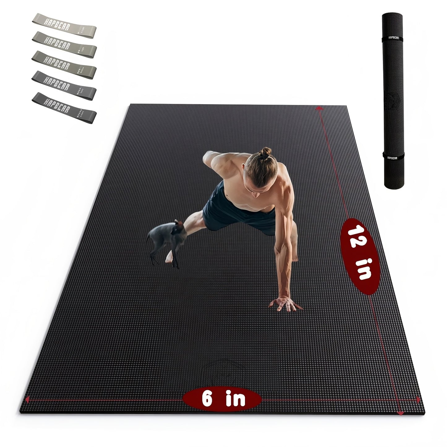 1 Extra Large Exercise Mat, Gym Mat | 8mm Thick High-Density Non-Slip PVC Floor Mat for Home Gym, Cardio & Yoga | Multiple Sizes 6'x8', 6'x10', 7'x5' & More, Foldable, Wear-resistant