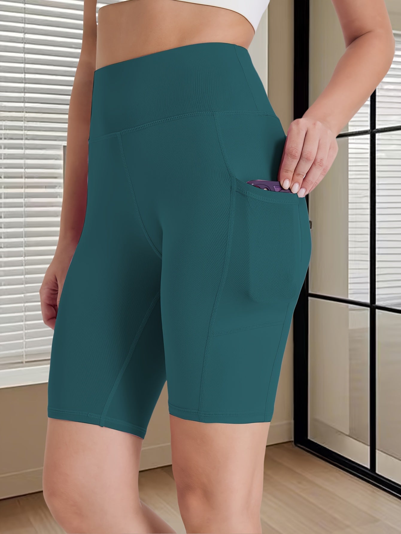 Womens 3pcs Biker Yoga Shorts with Pockets Short Leggings 8" Inseam Tummy Control High Waisted Spandex Athletic Running Workout Gym Shorts