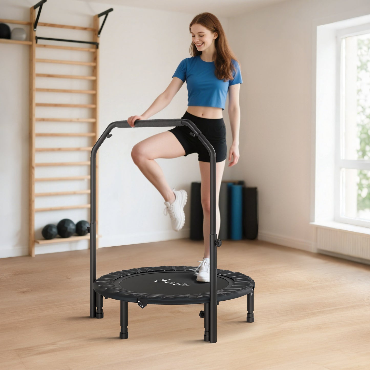 Soozier Foldable Mini Trampoline With Adjustable Foam Handle