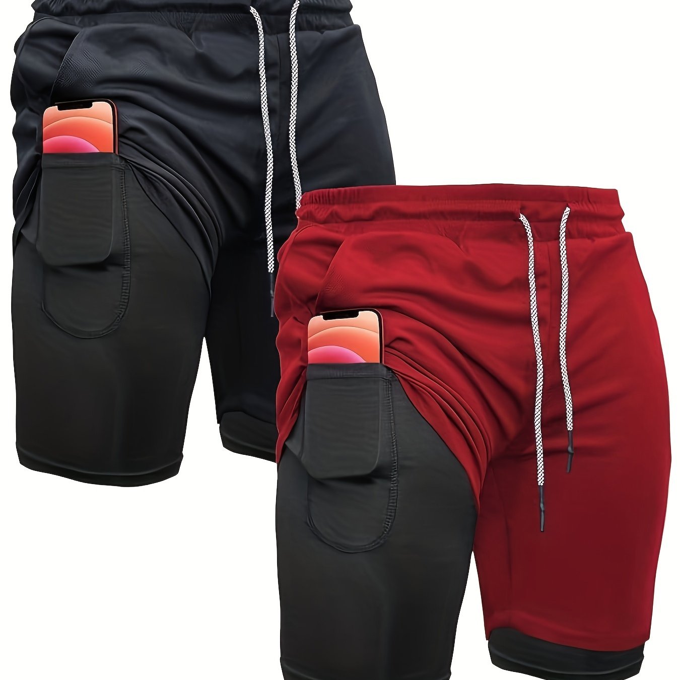 OEBLD Men's 2-in-1 Running Shorts Lightweight Polyester