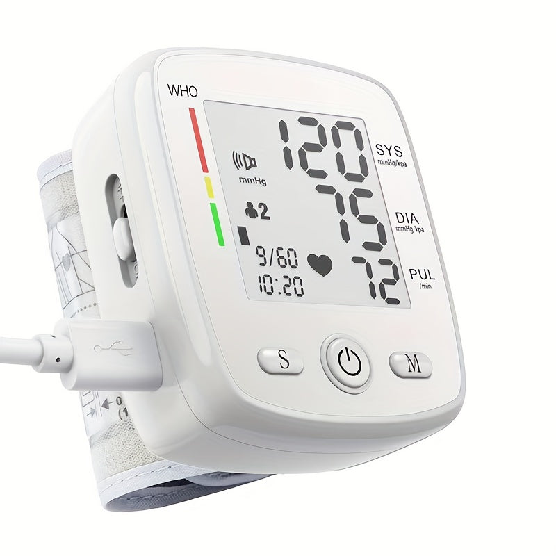 Rechargeable/Battery- Digital Wrist Blood Pressure Monitor with Large LCD Display & Voice Alerts (Optional) - Portable Cuff Suitable for, Travel, Management - Device with Memory Storage