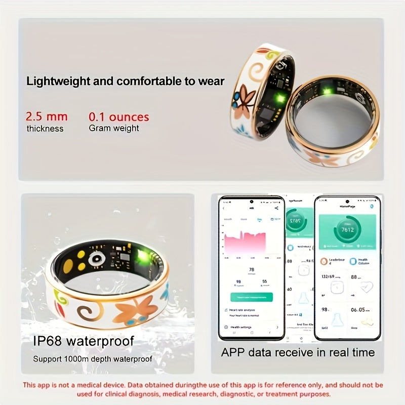 Smart Ring for Women, Health Tracker with Step Distance Calorie Monitoring, Waterproof Fitness Ring, Multiple Sports Modes Magnetic Charging Fashionable Engraving Design, Anillo Inteligente for iPhone and Android, Gift for Mo