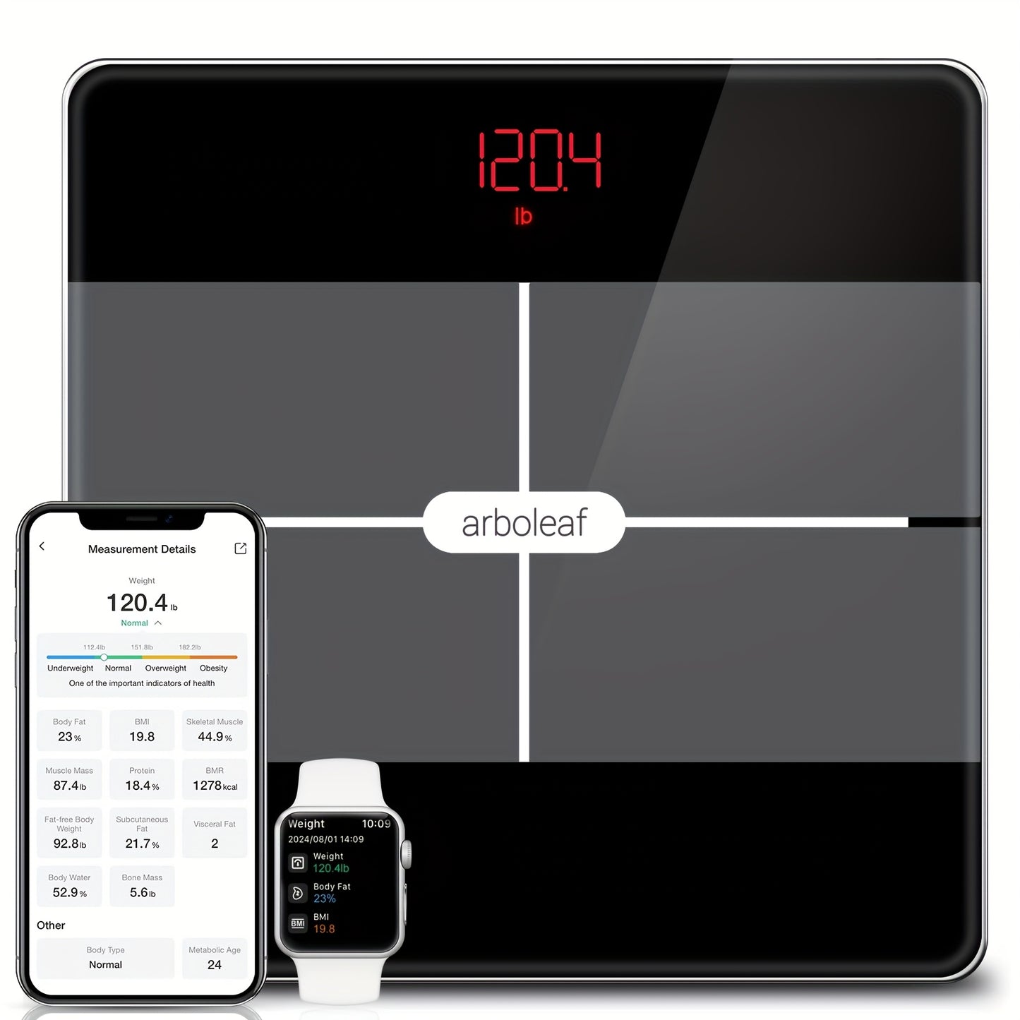 Arboleaf Fitness Body Scale With Wi-Fi Sync And 14-Parameter Analysis