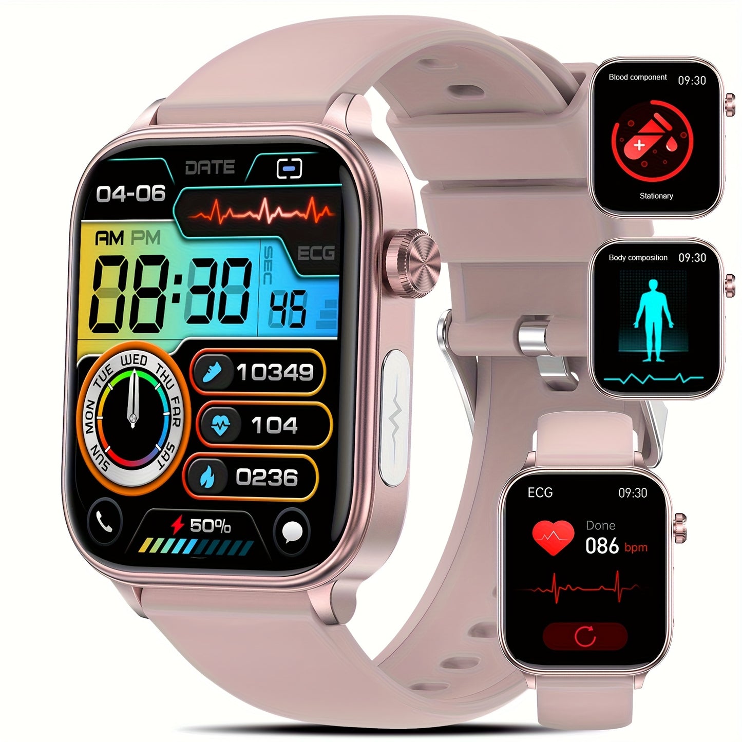 YYKY Smart Watch Stainless Steel, 530mAh Battery, Multi-Sport Modes