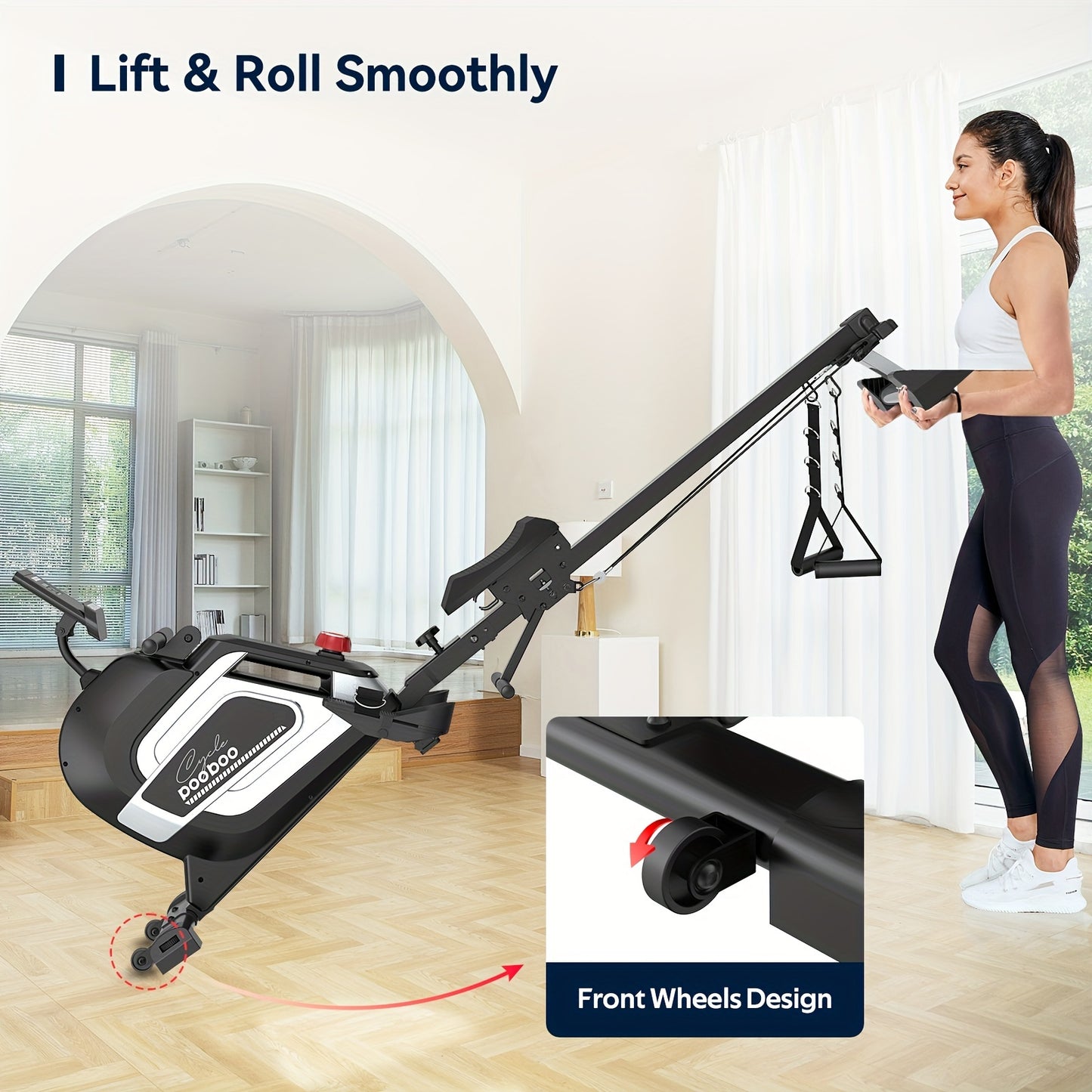 HASIMAN Foldable Home Rowing Machine Adjustable Resistance Rowing Machine Indoor Exercise Rower with Combination Strength Exercise & LCD Monitor, Compact Saving Family Space
