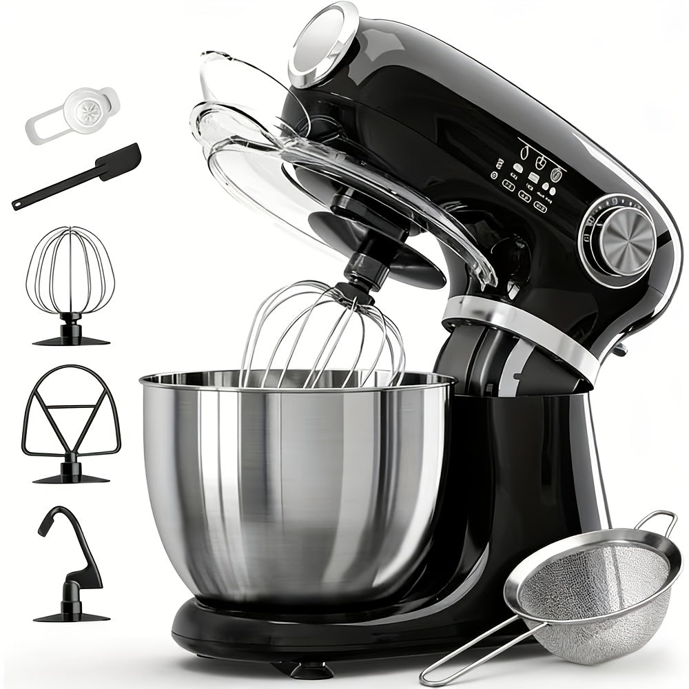 4-in-1 Electric Vertical Mixer, with A Power Of 350 Watts, 12-speed with Pulse Button. Accessories Include 5.5-gallon Stainless Steel Bowl, Mixing Paddle, Dough Hook, Whisk, And A Powerful Baking Mixer Suitable for Cake, Brea