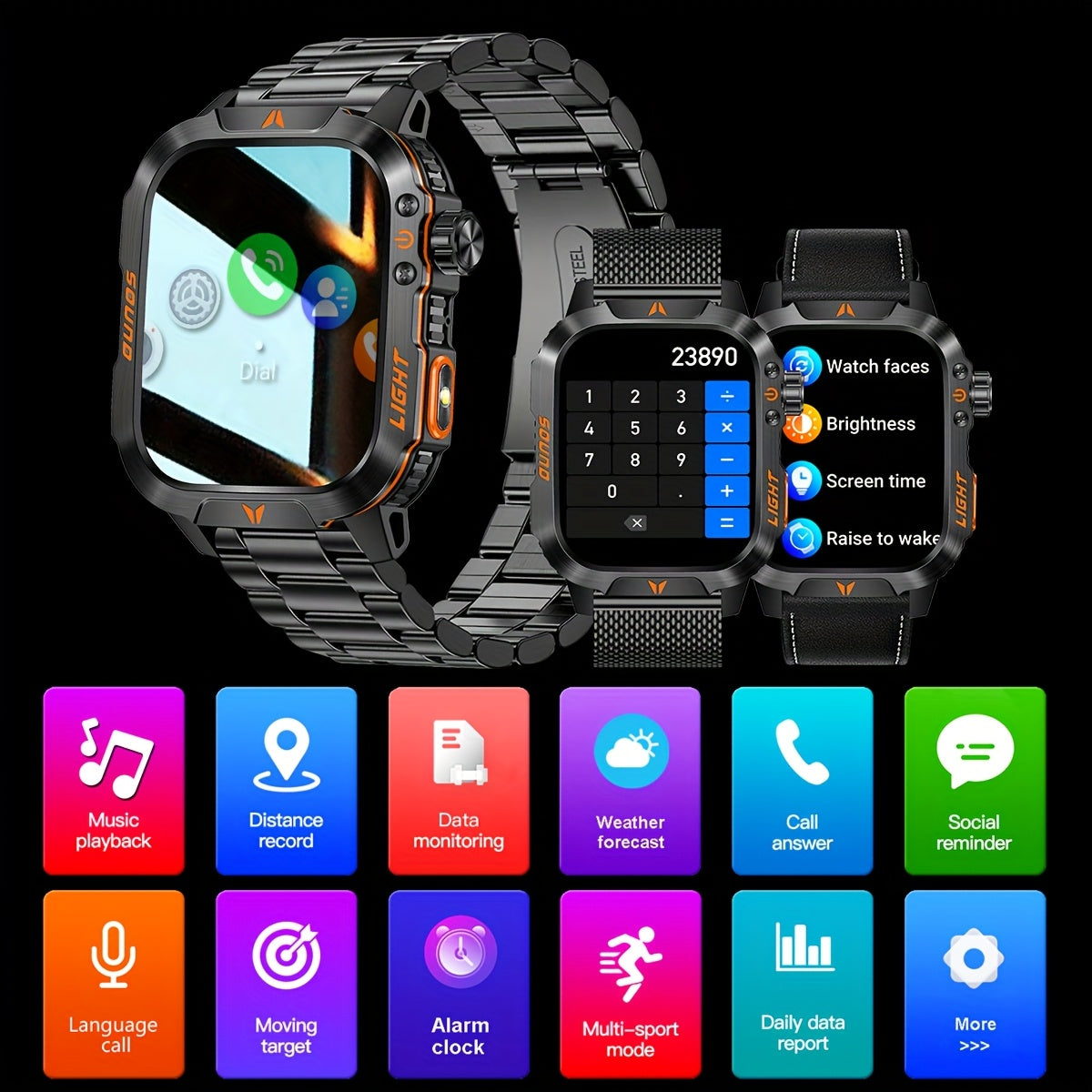 COIUSOR Smartwatch With Call Function Rugged Outdoor