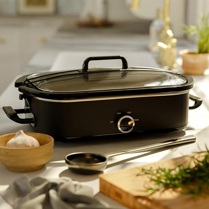 3.5Qt Digital Programmable XL Jumbo Slow Cooker | Adjustable Temp, Entrees, Sauces, Stews & Dips, Dishwasher Safe Glass Lid & Crock, Stainless Steel, 80.31gal Material