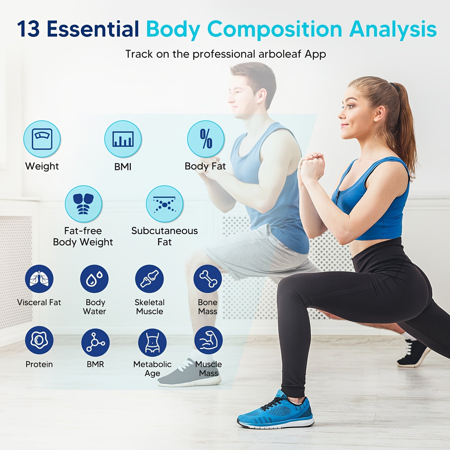 Arboleaf Fitness Body Scale With Wi-Fi Sync And 14-Parameter Analysis