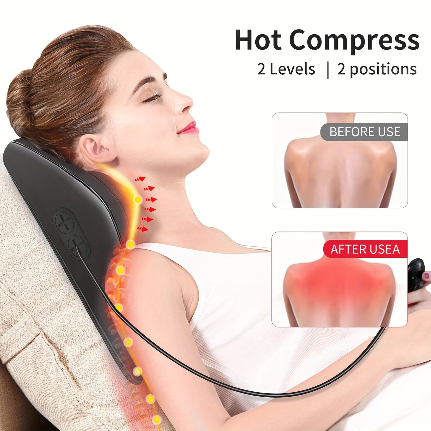 MASSTECK Shiatsu Back Massager Featuring Heat, Designed for Deep Tissue in The Neck, Shoulders, And Back, Offers 3 Massage Modes And 2 Heat Settings, Providing a 3D Kneading Experience for Overall Body, Perfect As Gifts for M