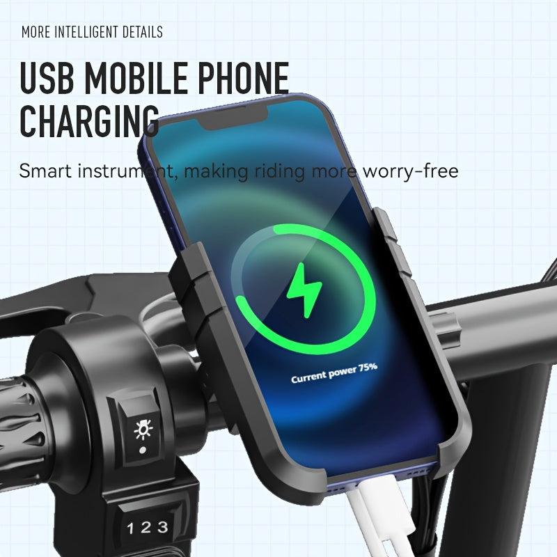 Electric Folding Bicycle, Equipped with 16-Level Shock Absorption Device, 500-Watt Motor, 48-Volt 15-Ampere Battery, with A Range of Up to 45 Kilometers. Can Support Up to 380 Pounds