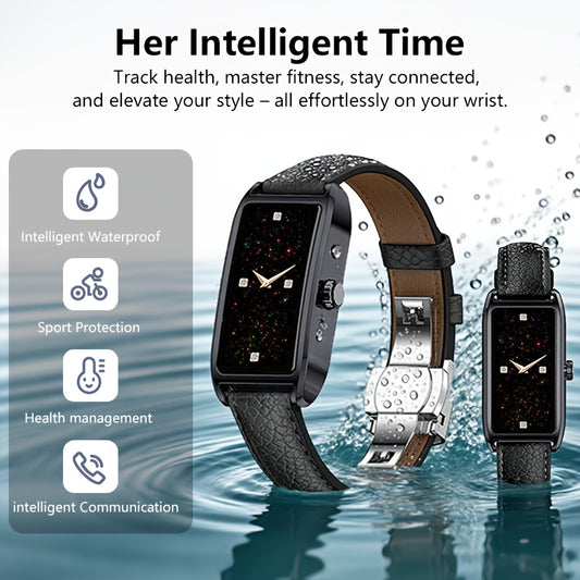 Couple smart High Quality watch, retro square dial, brown strap, Keep Health health tracking, suitable for more than ten languages and over a hundred modes, supporting exercise recording, menstrual period recording, sleep mon