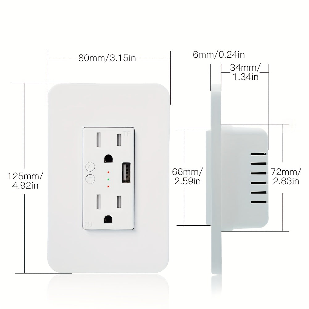 MOES WiFi Enabled Smart Wall Outlet With USB Interface