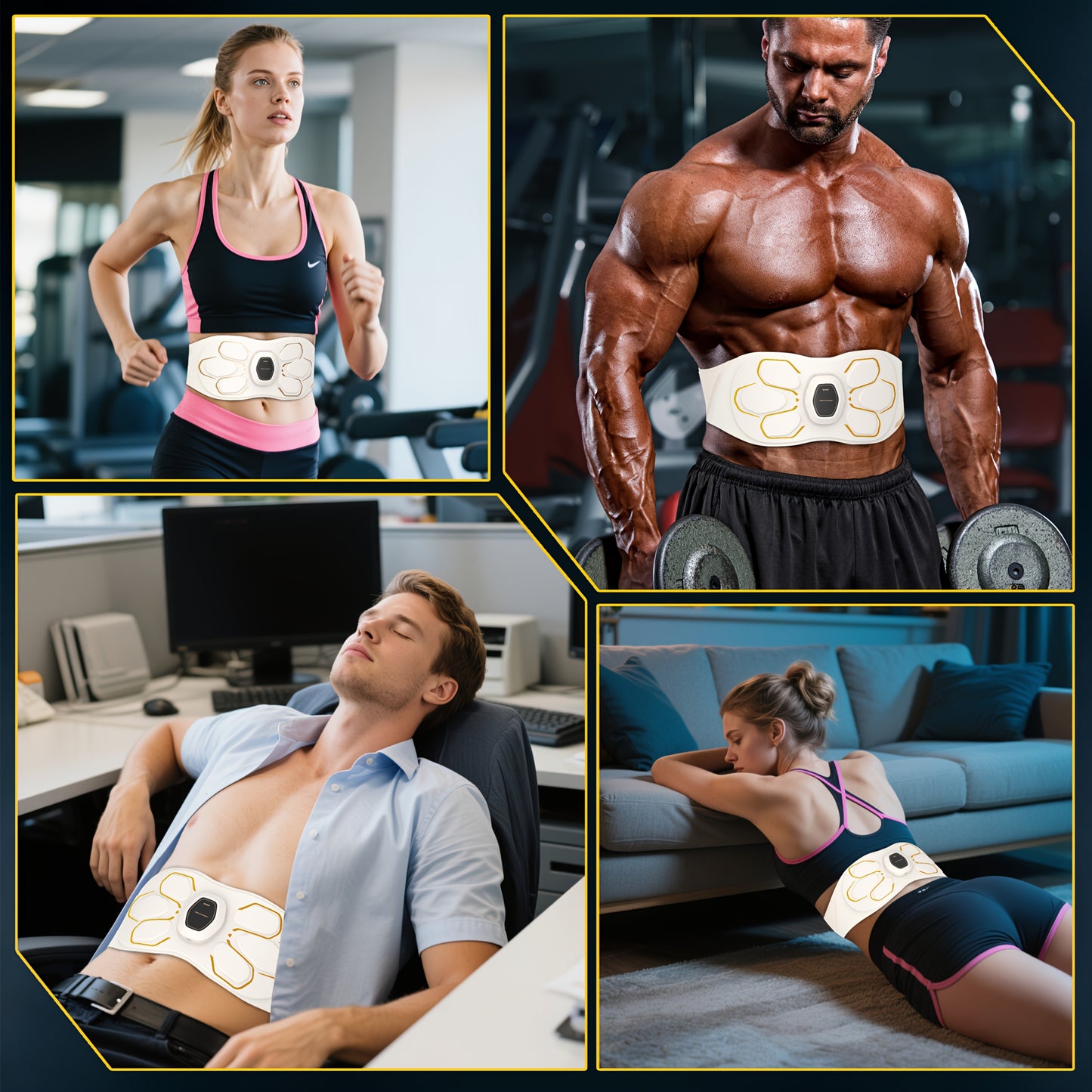 FDA Cleared - Ab Stimulator Muscle Toner, Ab Belt Muscle Stimulator with Redlight & & Vibration, Abs Stimulator Abdominal Training Massager for Stomach Smooth & Firm, Helps Reduce Belly Fat & Cellulite, Lower Back Massager fo