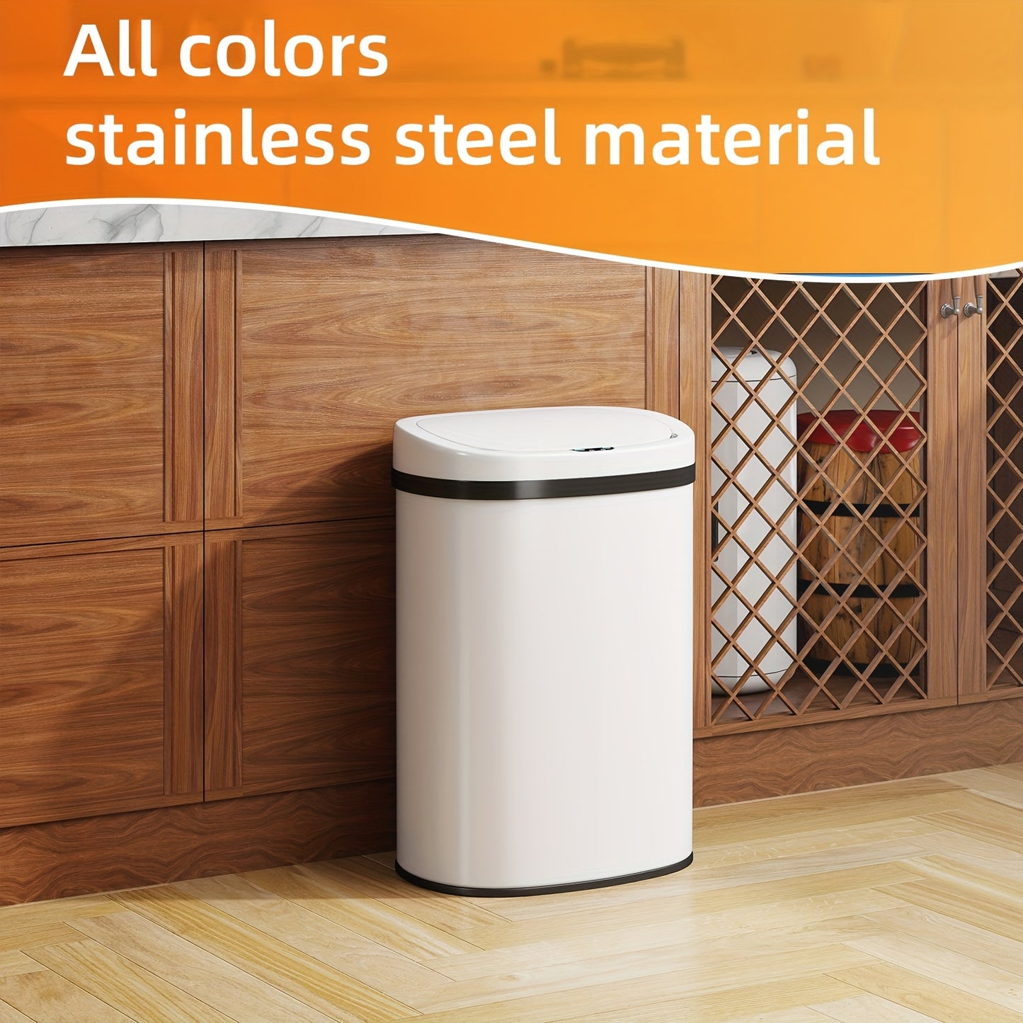 DOPINMIN Trash Can Brushed Metal Finish For Kitchen