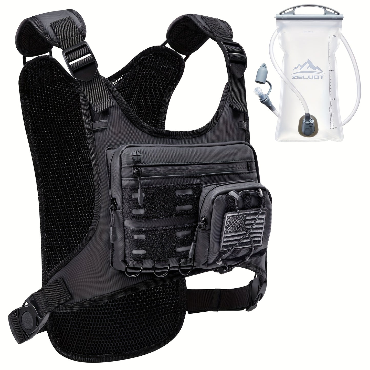 Running Vest, Lightweight Adjustable Chest Pack With Gear Holder, 2L Water Bladder, Reflective Running Hydration Vest For Women Men, USA Original Patent, For Marathon